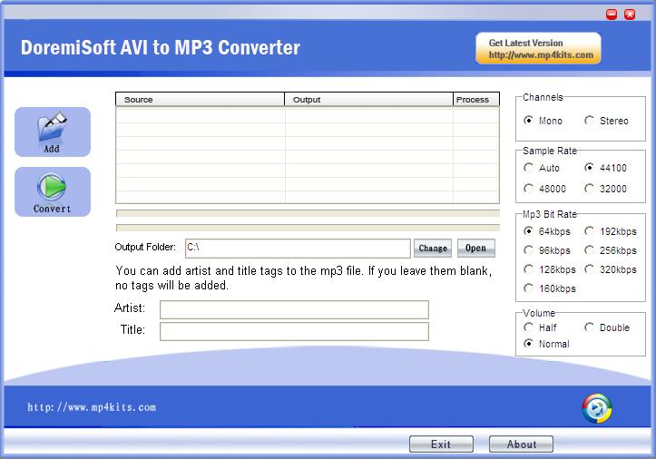 Doremisoft AVI to MP3 Converter 1.5 screenshot